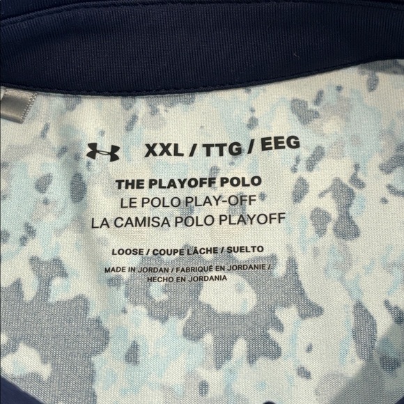 UNDER ARMOUR The Playoff Polo shirt loose fit breathable UPF 40 blue size XXL - Picture 7 of 13